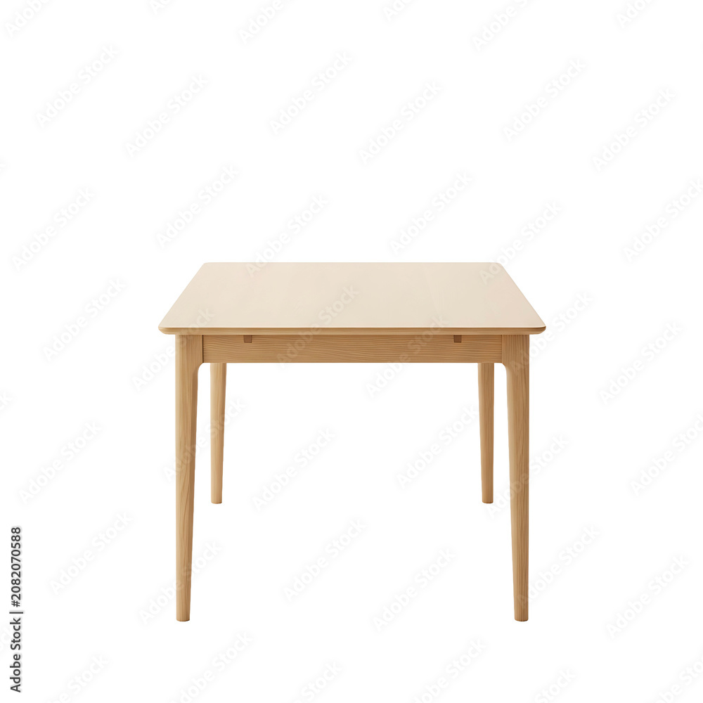 Fototapeta premium Minimalist Square Light Wood Dining Table with Natural Finish for Modern Home Interior Design