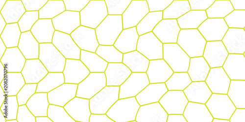Abstract geometric hexagon grid pattern vector background with flat line yellow honeycomb shapes and minimalist white mosaic tiles layout for modern creative technology banner