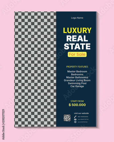 Luxury real estate for sale sign mockup