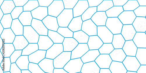 Abstract geometric Voronoi cell pattern vector background with flat line cyan blue irregular polygon mosaic shapes and minimalist white layout for modern tech banner template