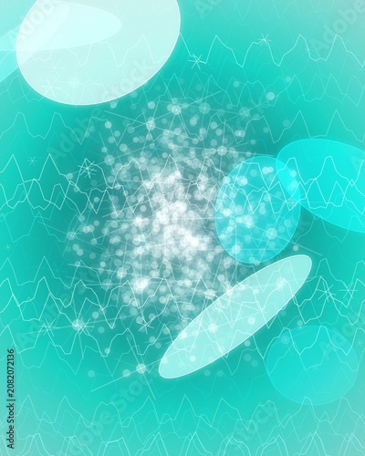Abstract digital network with glowing dots and lines on teal