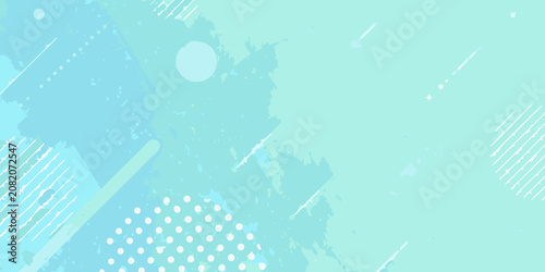 Bild auf Leinwand Abstract Turquoise Background With Geometric Shapes And Brushstroke Textures