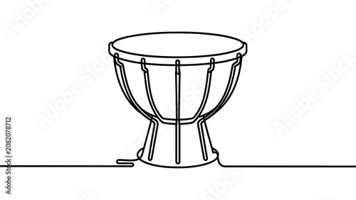Hand drawn timpani drum on white background.