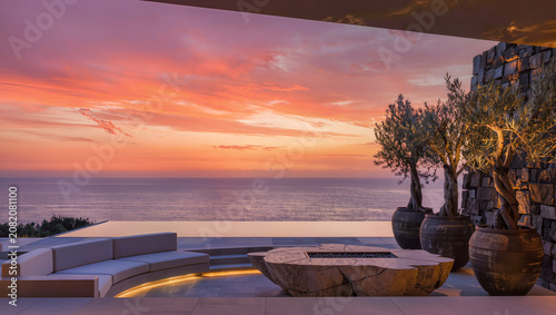 Luxury Terrace with Ocean View at Sunset