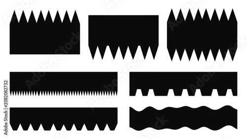 Set of black decorative border and edge shapes