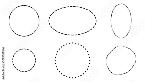 Collection of various dashed and dotted circular frames