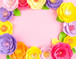 Colorful paper flowers frame (2)