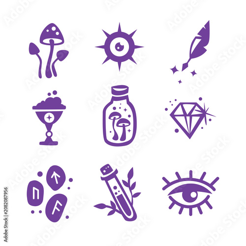 Canvas Print magic illustration set