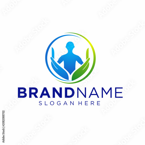 hand people health logo vector for wellness company