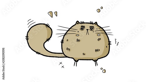 Fotografie Cute fat cat illustration in funny kawaii style