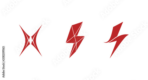 Red Lightning Bolt and Abstract Symbols Design.
