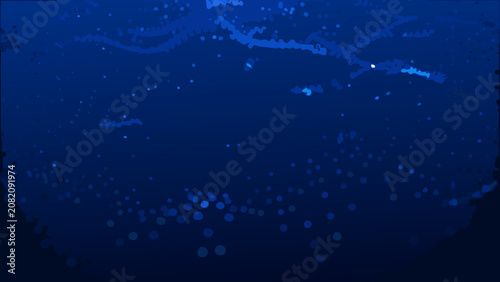 Foto Dark blue bubble pattern with scattered circles and a textured upper edge abstra