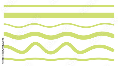 Set of light green wavy and straight lines on graphic