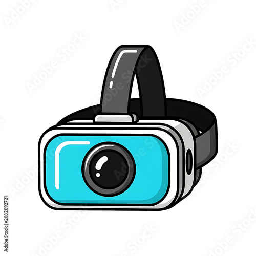 Modern Virtual Reality VR Headset Goggles Device Flat Vector Illustration