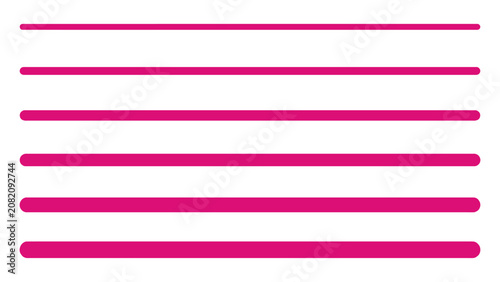 Set of pink horizontal lines with rounded edges