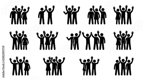 Diverse Group of People Icons, Celebration and Teamwork