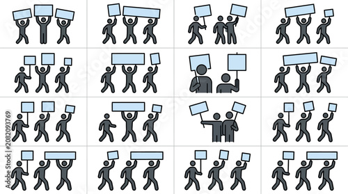 Tableau sur toile Protestors holding blank signs, demonstration, rally, public assembly, activism,