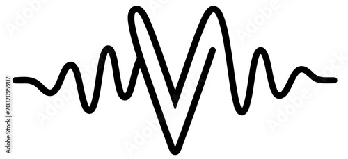 Fotografie Abstract heart shape formed by a continuous black fluctuating sound wave line on