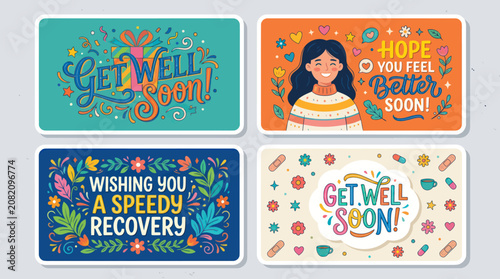 Obraz na płótnie Get well soon wishes collection