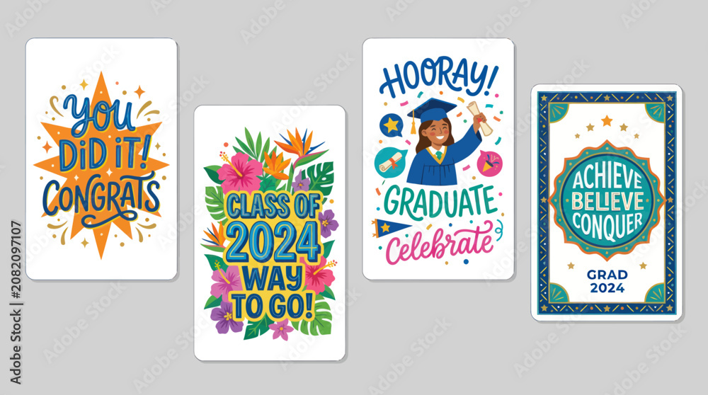 Fototapeta premium Graduation celebration cards 2024