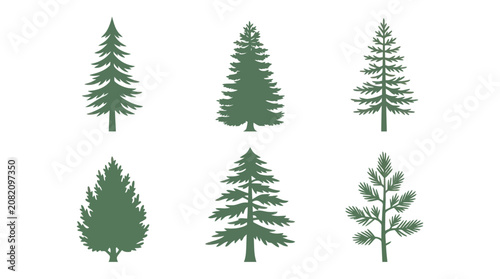 Conifer tree silhouettes collection