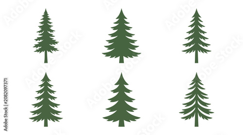 Coniferous tree silhouettes collection