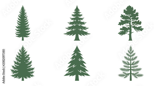 Coniferous tree silhouettes collection