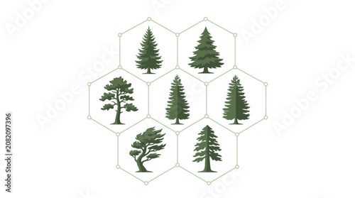 Coniferous trees variety illustration