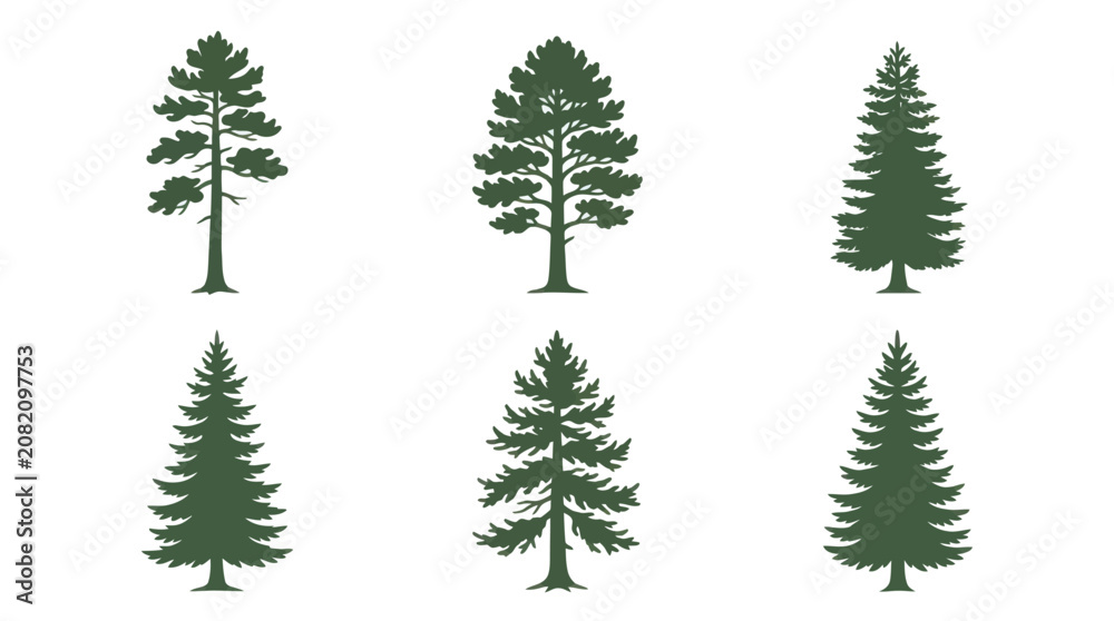 Obraz premium Forest tree silhouettes collection