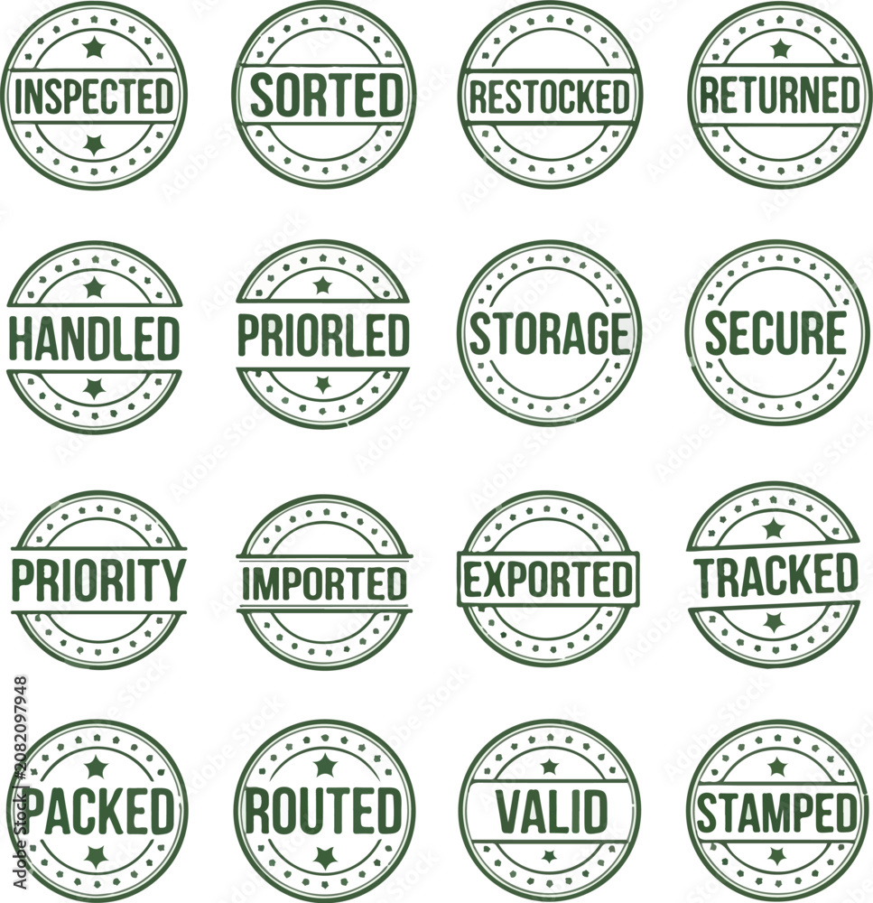 Obraz premium Vintage rubber stamp icons grid