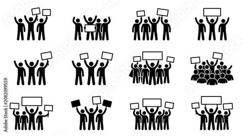 Quadro su tela Protestors with Blank Signs