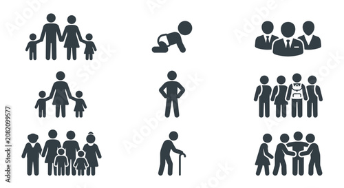 Diverse People Icons: Family, Baby, Business, Adults, Elderly, Group