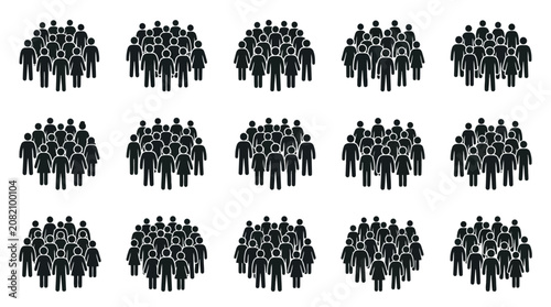 Crowd Silhouettes Collection: Diverse Groups of People Icons