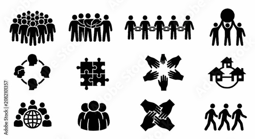 Teamwork Icons: Unity, Collaboration, Community, Connection, Partnership, Support
