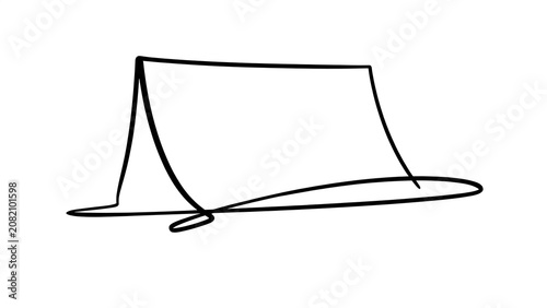 Minimalist tent illustration on white background.