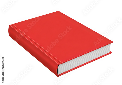 Vibrant red closed book with subtle 3d shadow effect