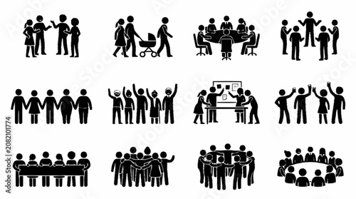 Diverse Group Silhouettes: People Icons for Business, Teamwork, and Community