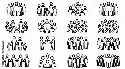 Diverse People Icons: Group, Team, Family, Meeting, Collaboration, Business Icons