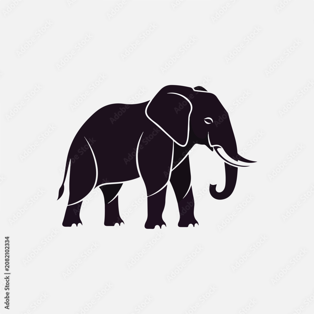 Fototapeta premium Minimalist vector elephant logo with majestic powerful design