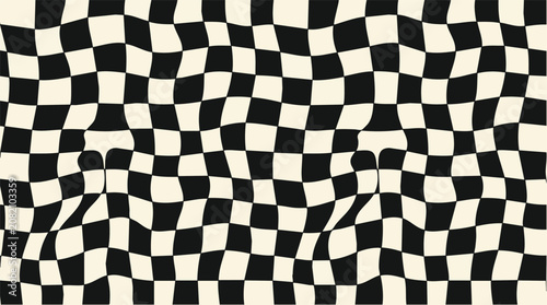 Obraz na plátně Black and white checkered pattern creates optical illusion with shadows