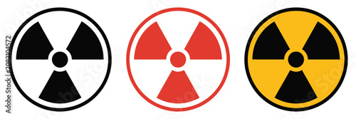 Bild auf Leinwand Radiation warning, trefoil symbols, nuclear hazard, radioactive danger, industrial safety signs, warning icons, isolated on transparent background, clean editable vector illustration