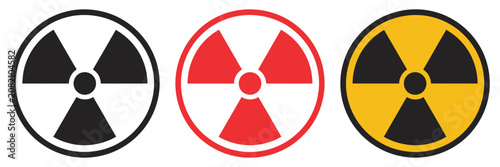 Photos Radiation warning, trefoil symbols, nuclear hazard, radioactive danger, industrial safety signs, warning icons, isolated on transparent background, clean editable vector illustration