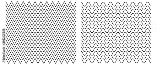 Collection of wavy or zigzag lines. Horizontal thin lines wave. Dotted line. Big set black color. Vector illustration. eps10. 

