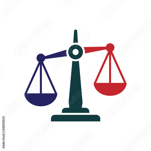 Canvas-taulu Vector illustration of unbalanced scales with red and blue sides