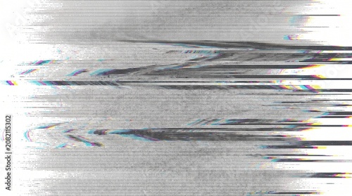 Retro Scanline Glitch Overlay with Static Noise on White Background
