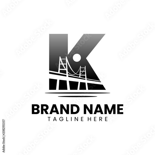 Letter K Bridge Logo Design Template Inspiration, Vector Illustration.