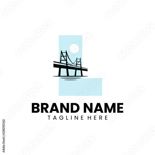 Letter L Bridge Logo Design Template Inspiration, Vector Illustration.