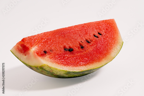 Fresh Sliced Watermelon Isolated on White Background, Juicy Red Summer Fruit with Clipping Path
