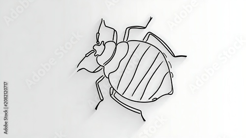 Line art bed bug illustration on white background.