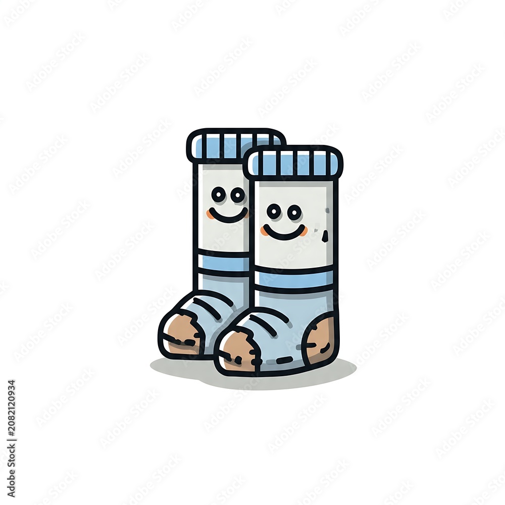 Obraz premium Cute cartoon robot toy with smiling face in flat vector style.